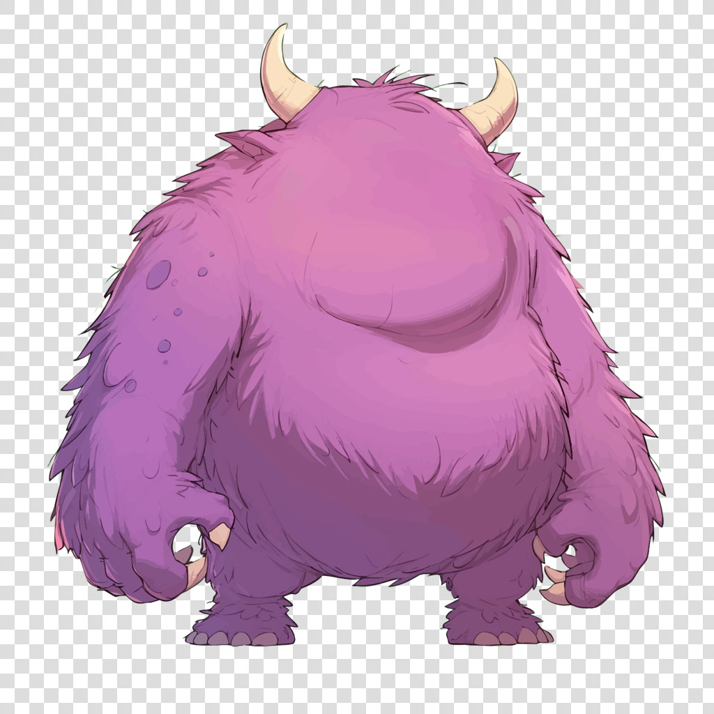 Purple monster with horns and sharp claws
