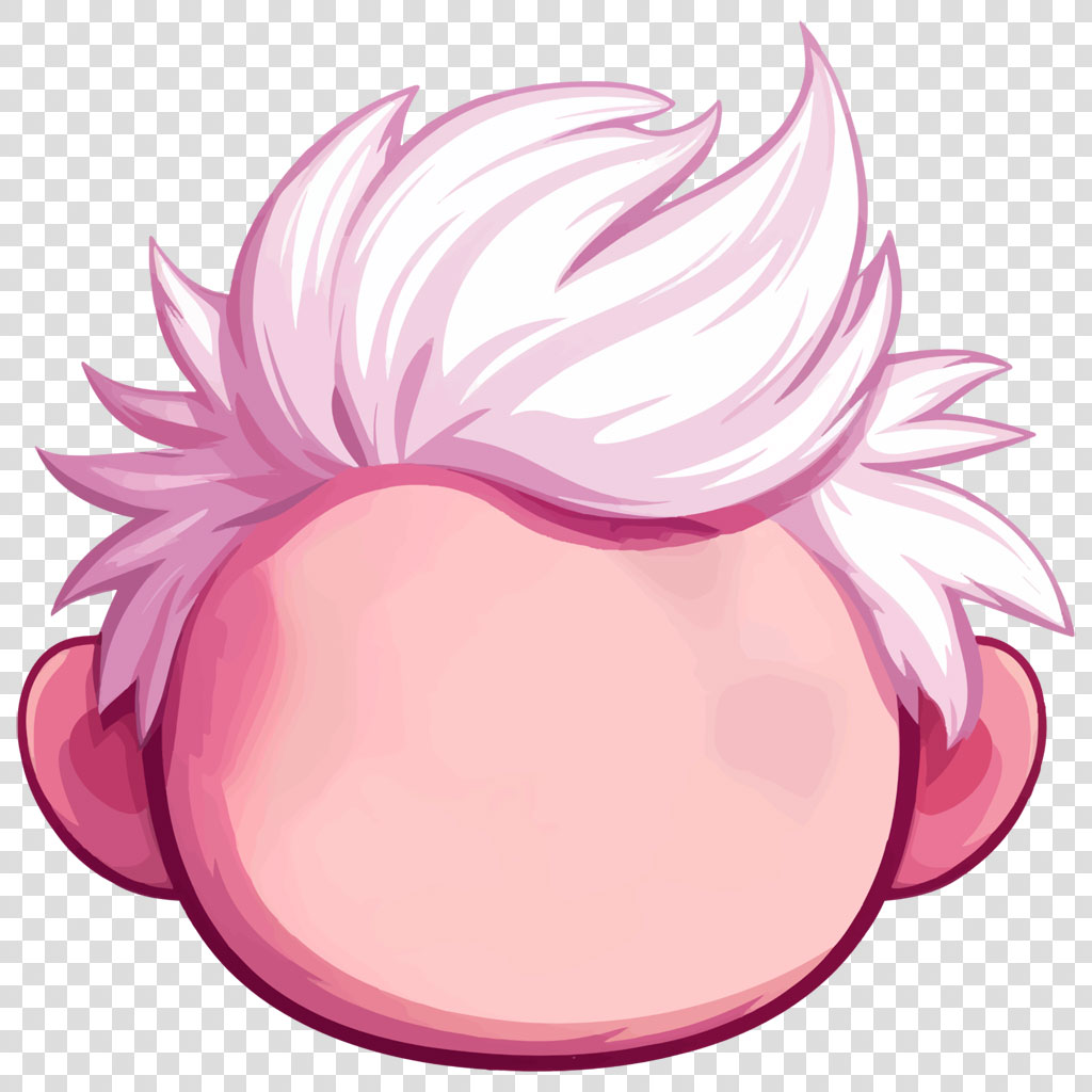 Back view of an anime character's head with spiky white hair