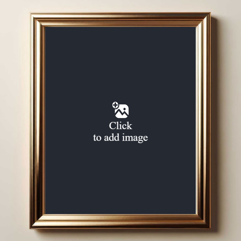 Gold picture frame on beige wall