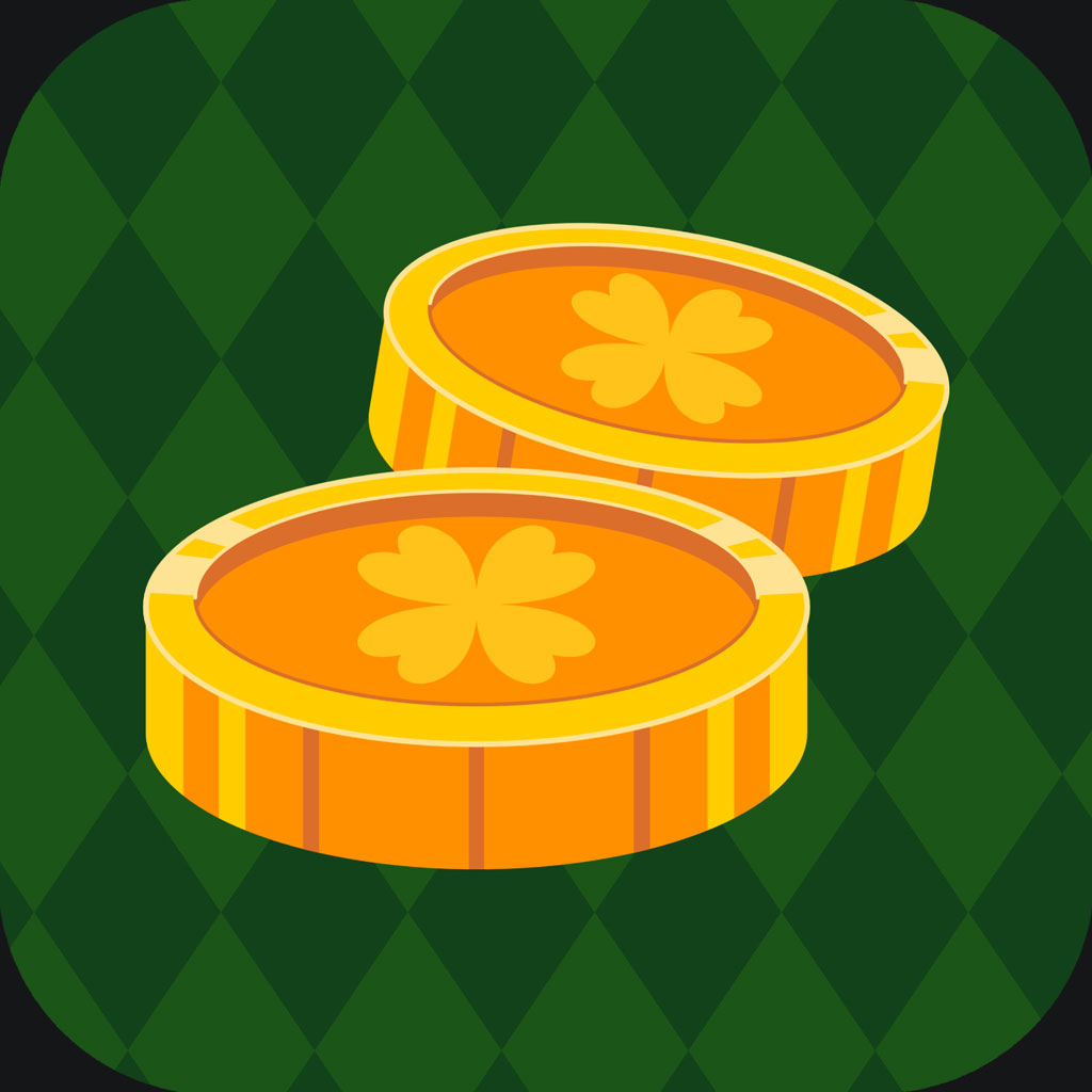 Two gold coins with shamrock symbols