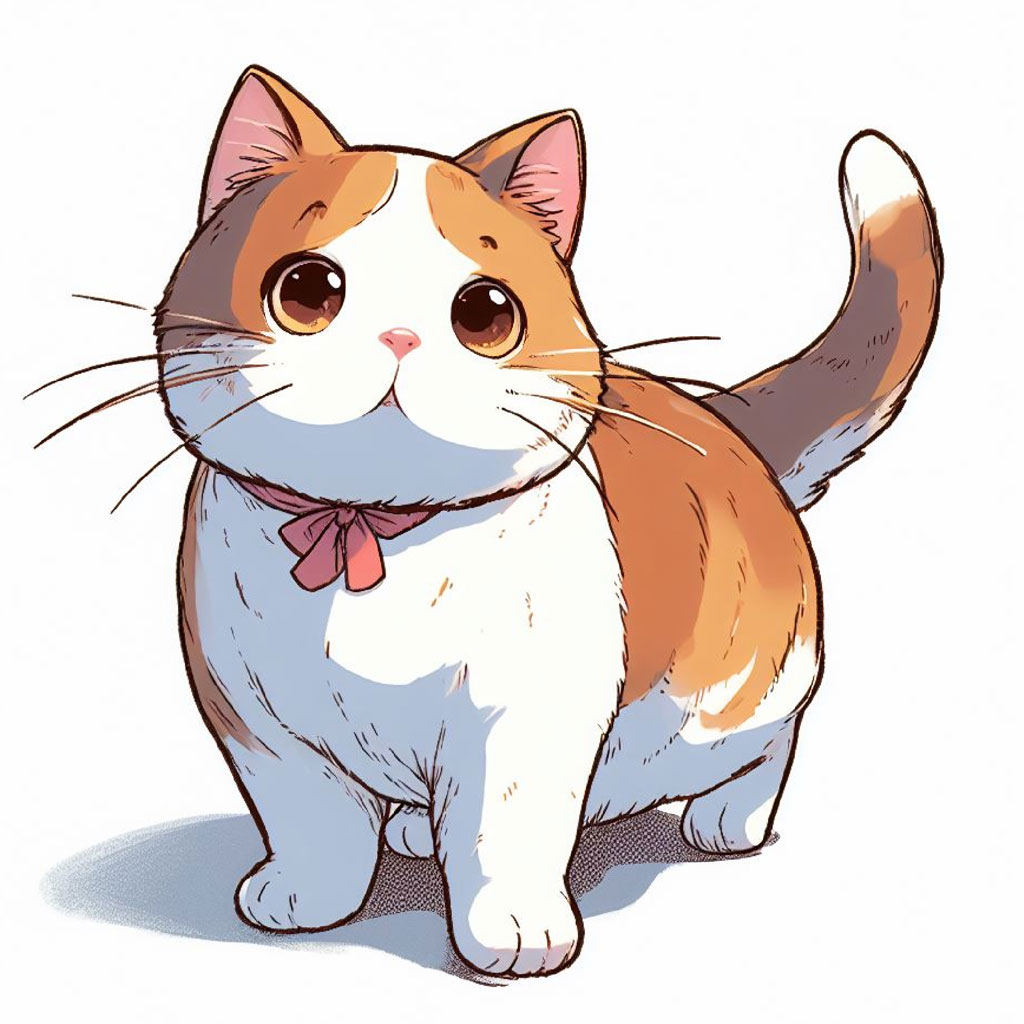 Illustration of a surprised gray tabby cat with its paw outstretched