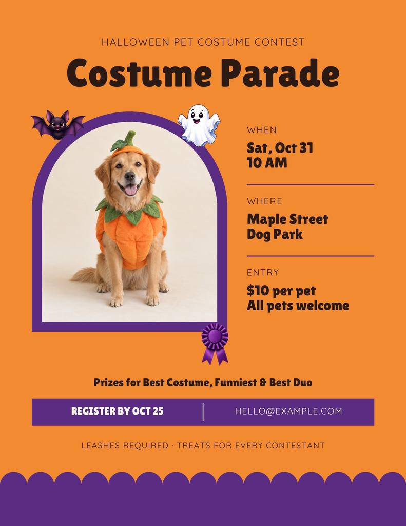Preview for Pet Costume Parade Letter Flyer Template