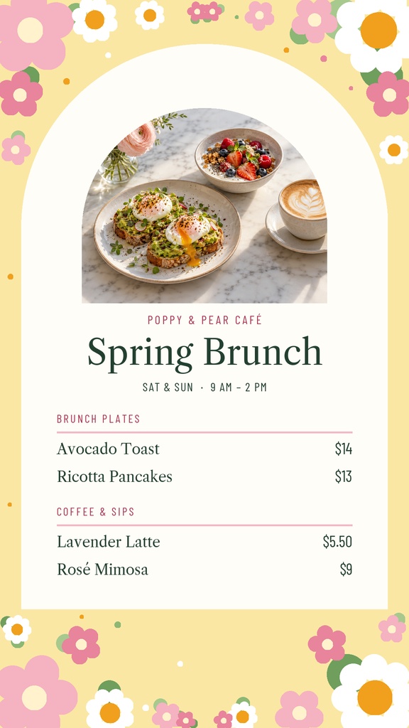 Preview for Spring Brunch Menu Story Opener Template