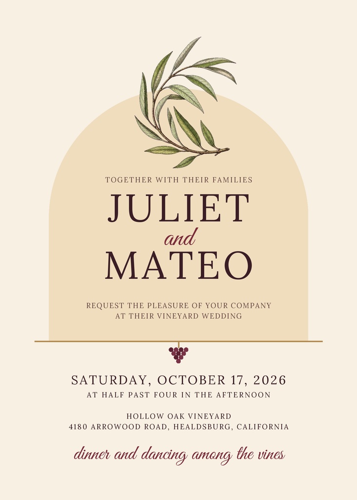 Preview for Vows Among The Vines 5 × 7 Invitation Template