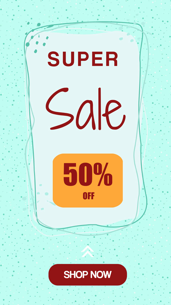 Super Sale advertisement with 50% off
