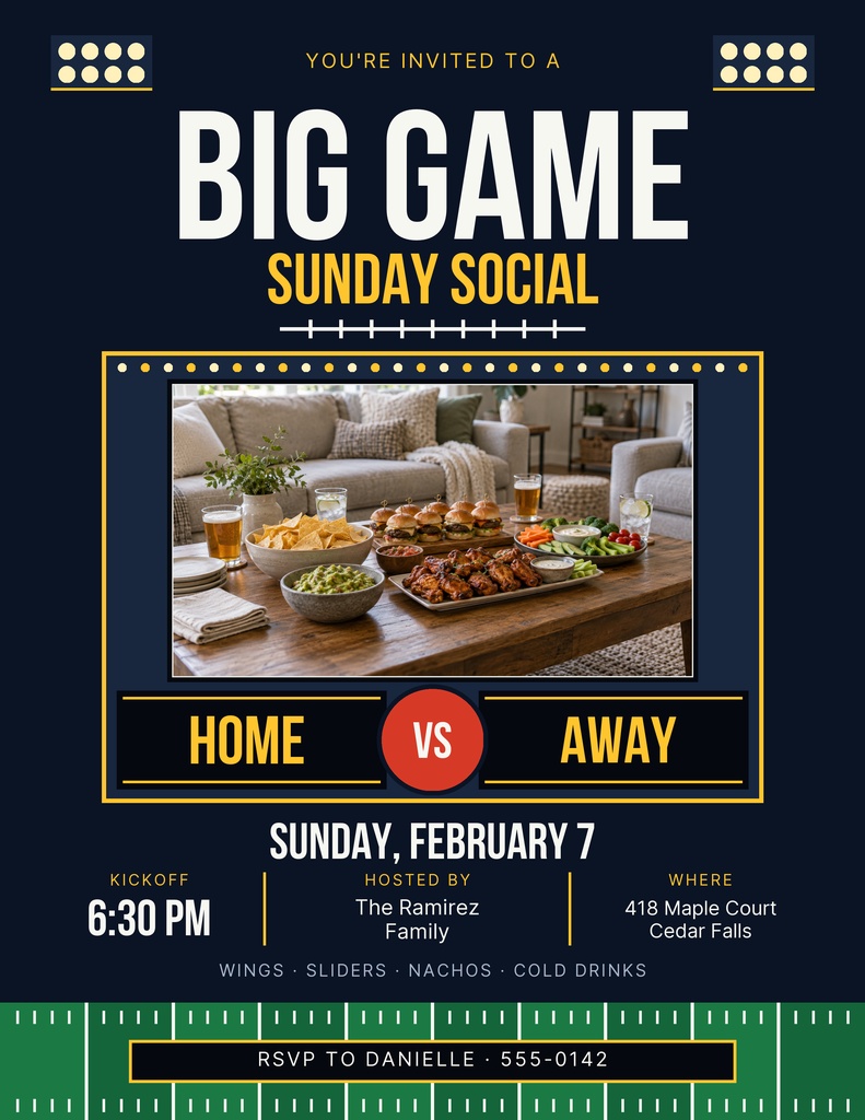 Preview for Big Game Sunday Social Letter Flyer Template