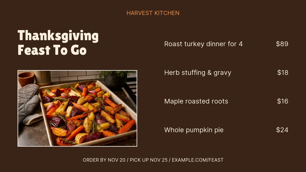 Preview for Thanksgiving Feast To Go Digital Menu Board Template