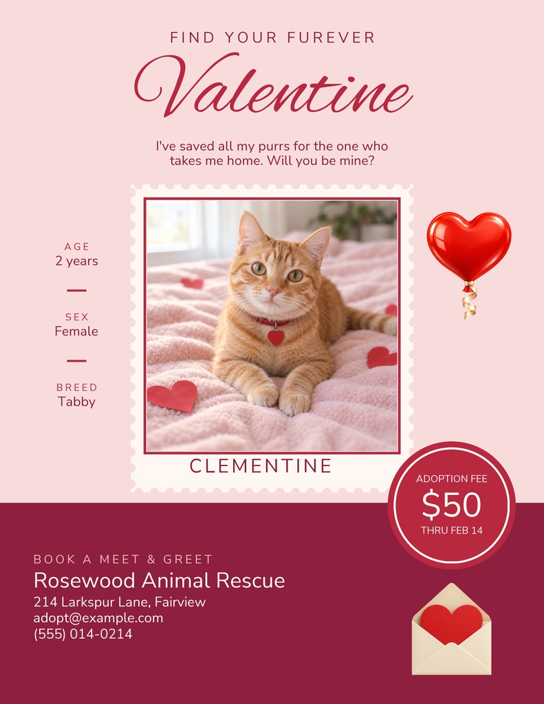 Preview for Find Your Furever Valentine Letter Flyer Template