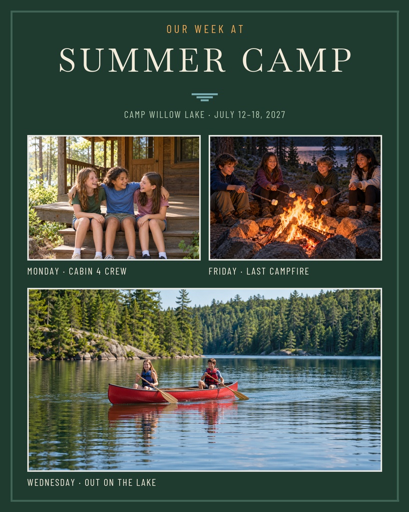 Preview for Our Week At Summer Camp Portrait Collage Template