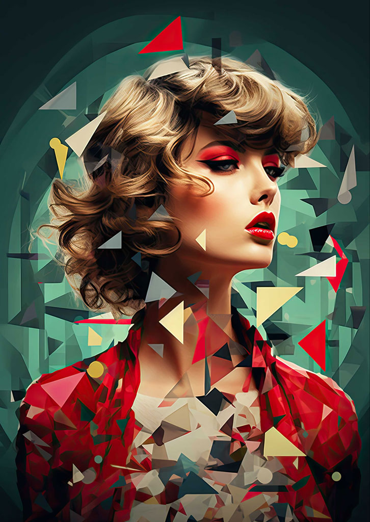 A woman's portrait with geometric shapes