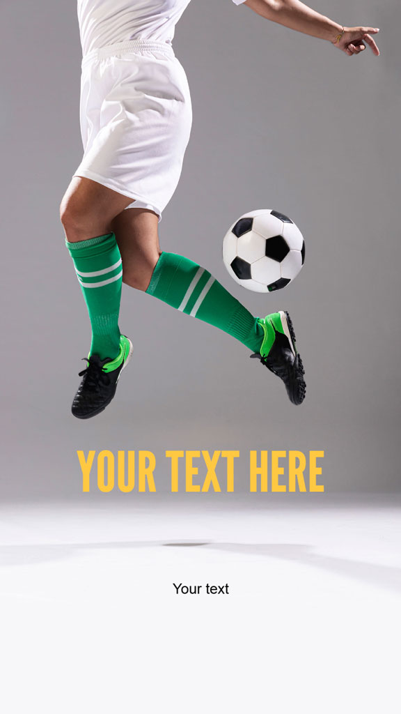 Soccer player kicking a ball with green socks and white uniform