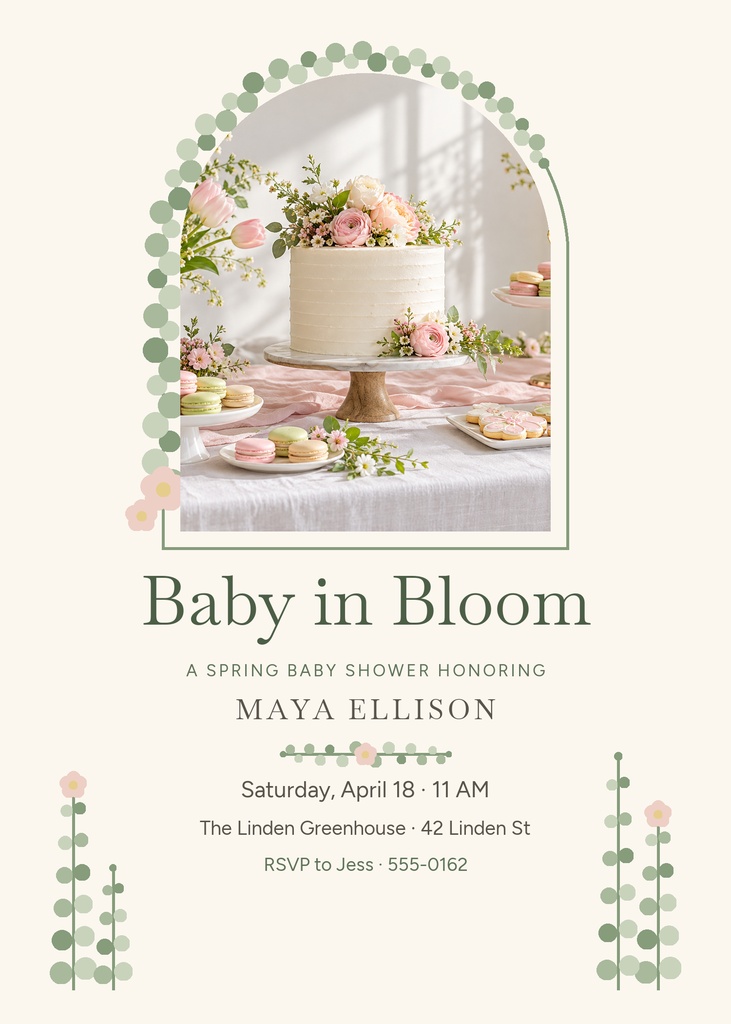 Preview for Sweet Spring Baby Shower 5 × 7 Invitation Template