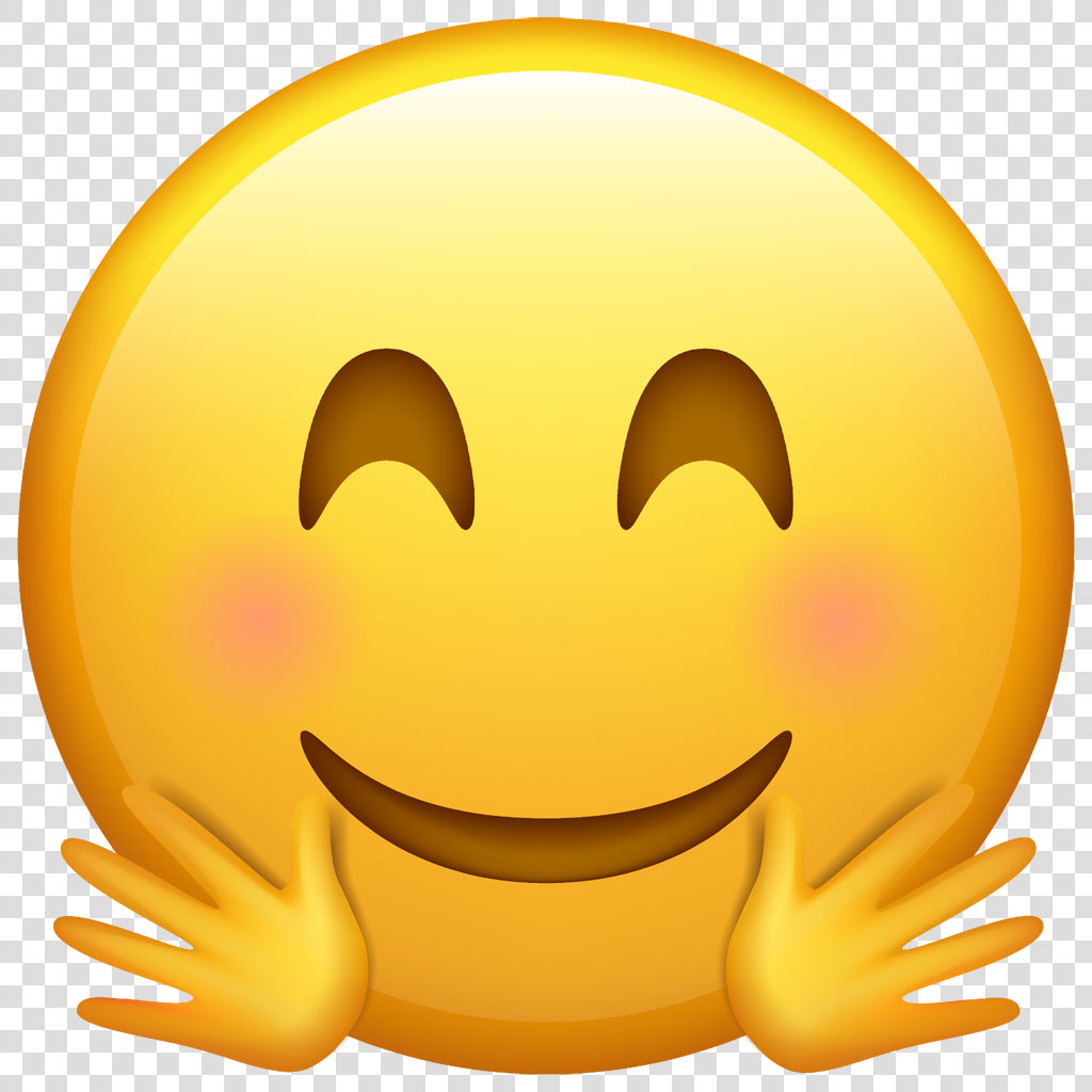 Smiling face emoji with heart eyes and hands on cheeks