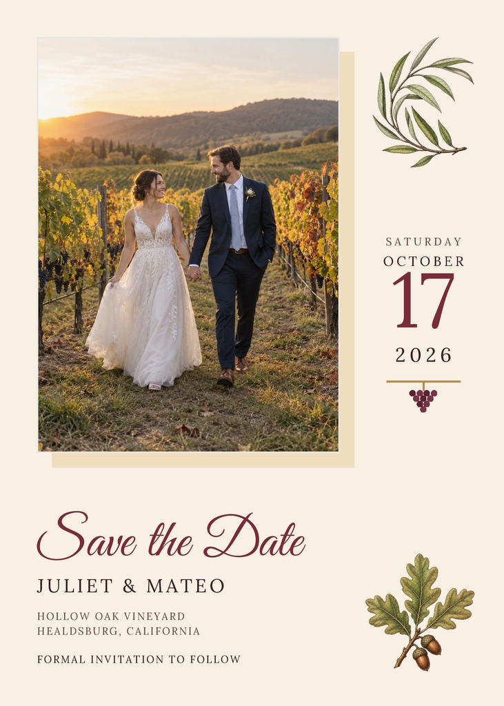 Preview for Vows Among The Vines Save The Date Template