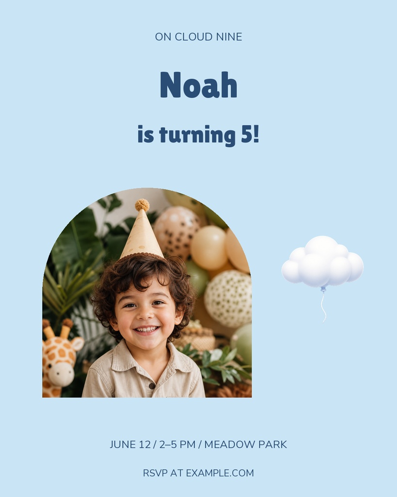 Preview for Cloud Nine Birthday Portrait Post Template