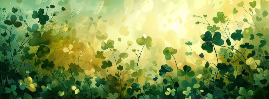 Digital painting of lush green plants with soft yellow lighting