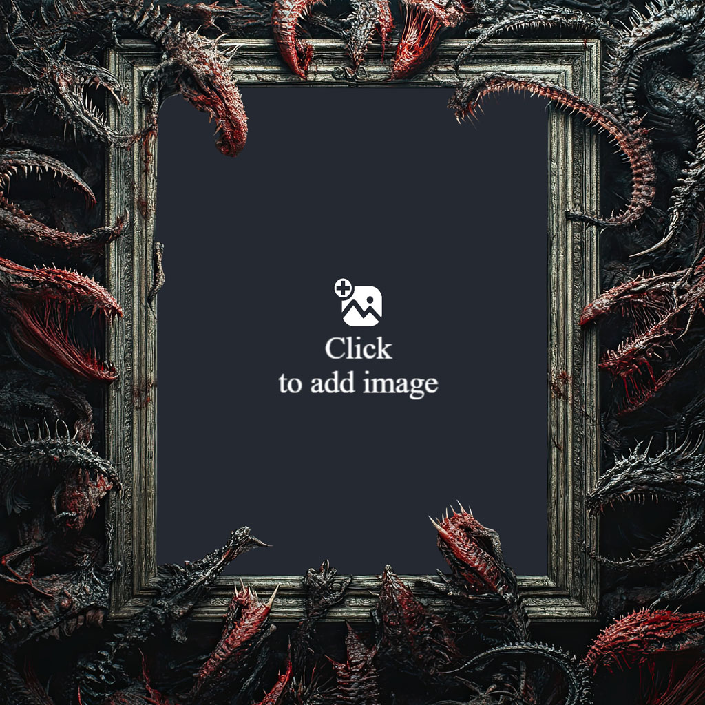 A dark fantasy frame with monstrous creatures