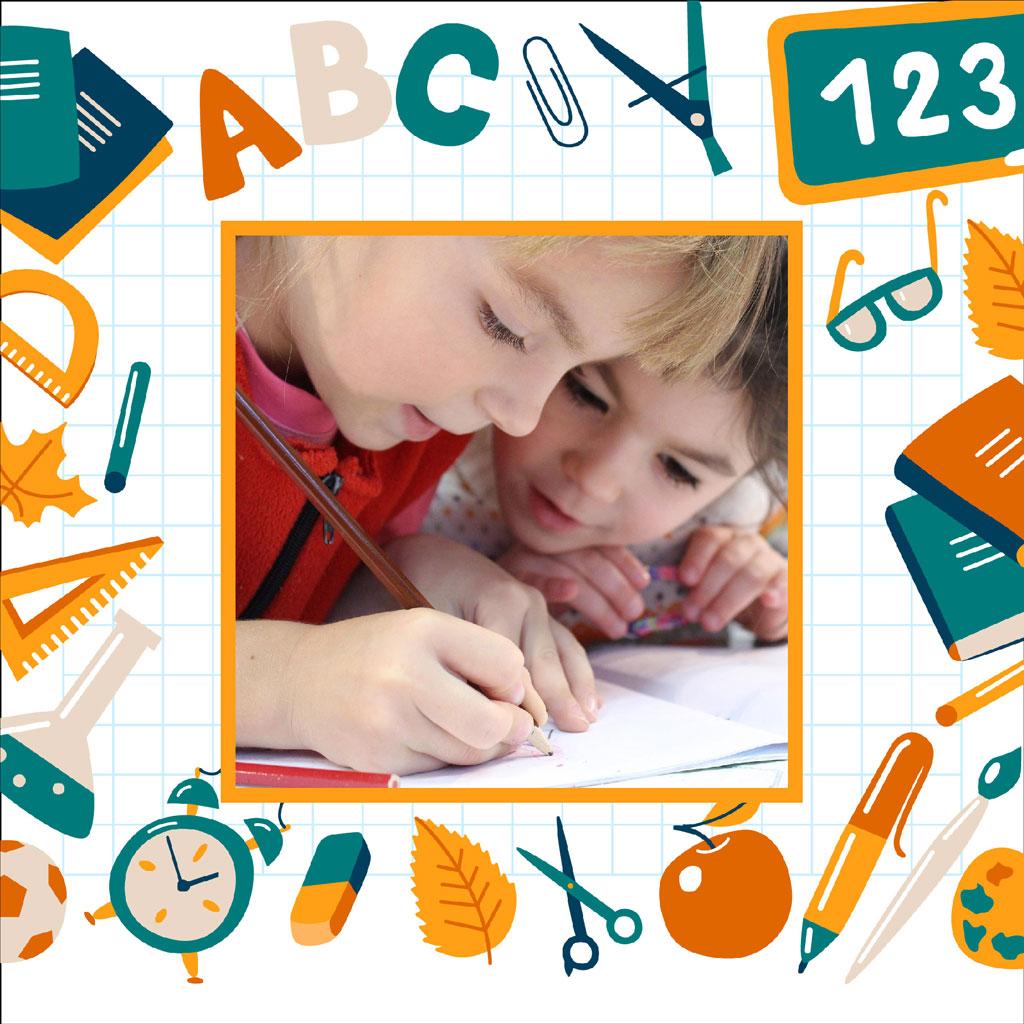 Two children drawing together