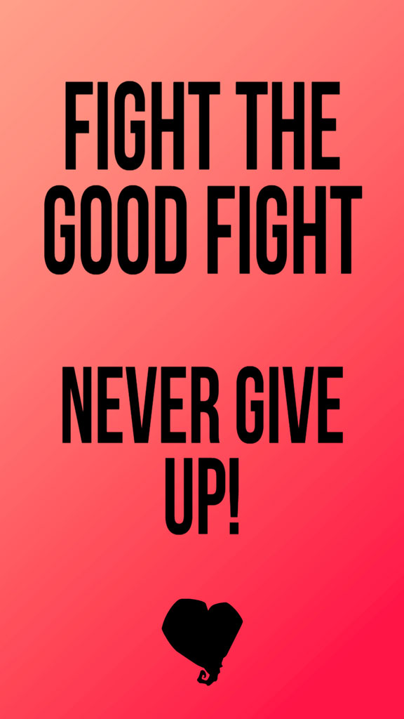 Inspirational quote on a red gradient background with a heart symbol