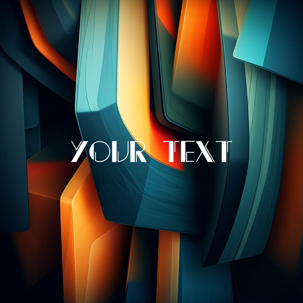 Abstract background with layered blue, orange, and teal shapes