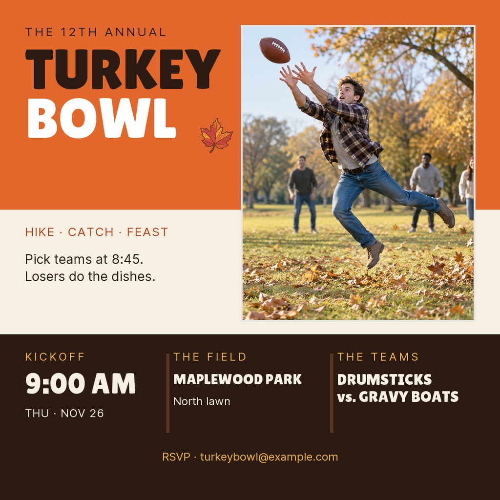 Preview for The Turkey Bowl Square Post Template