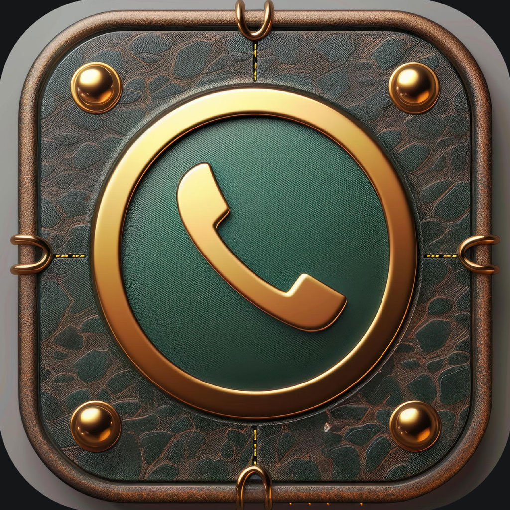 Luxury phone app icon with gold receiver
