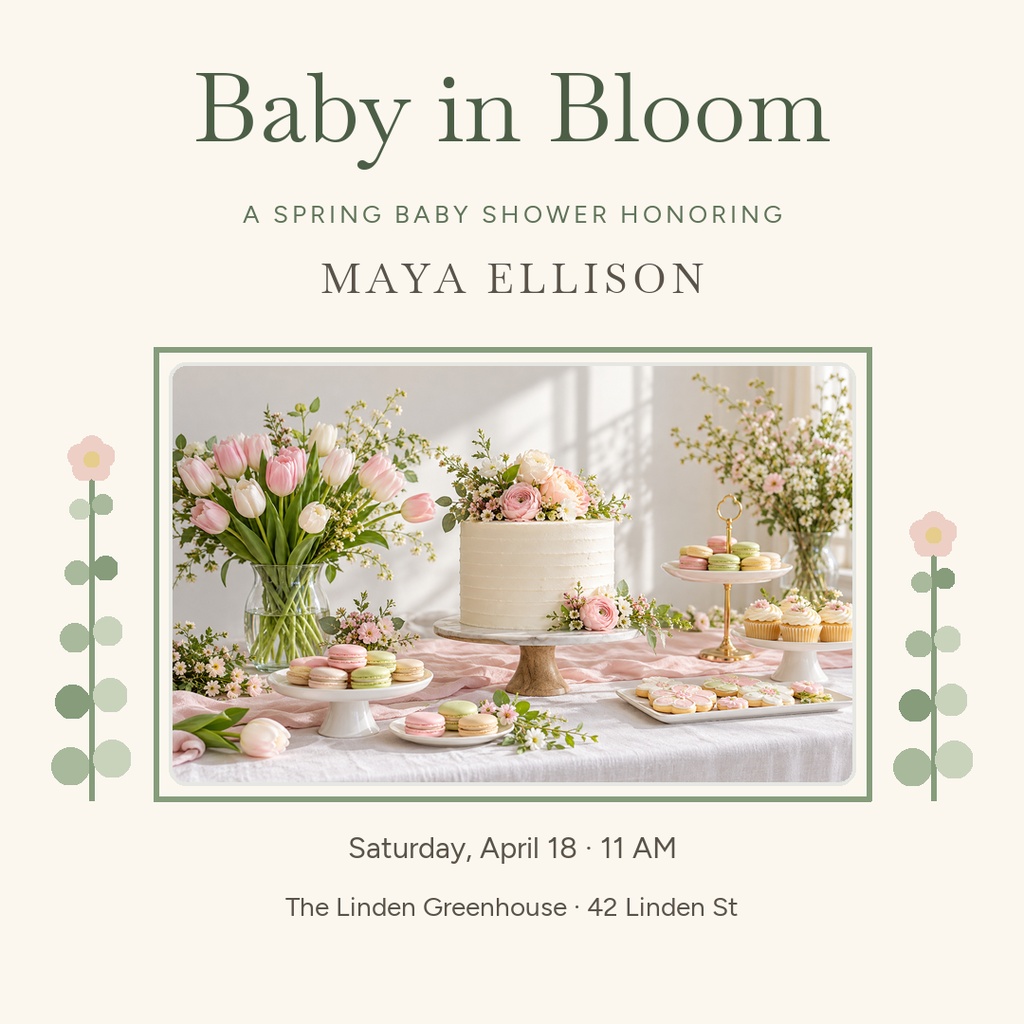 Preview for Sweet Spring Baby Shower Square Post Template