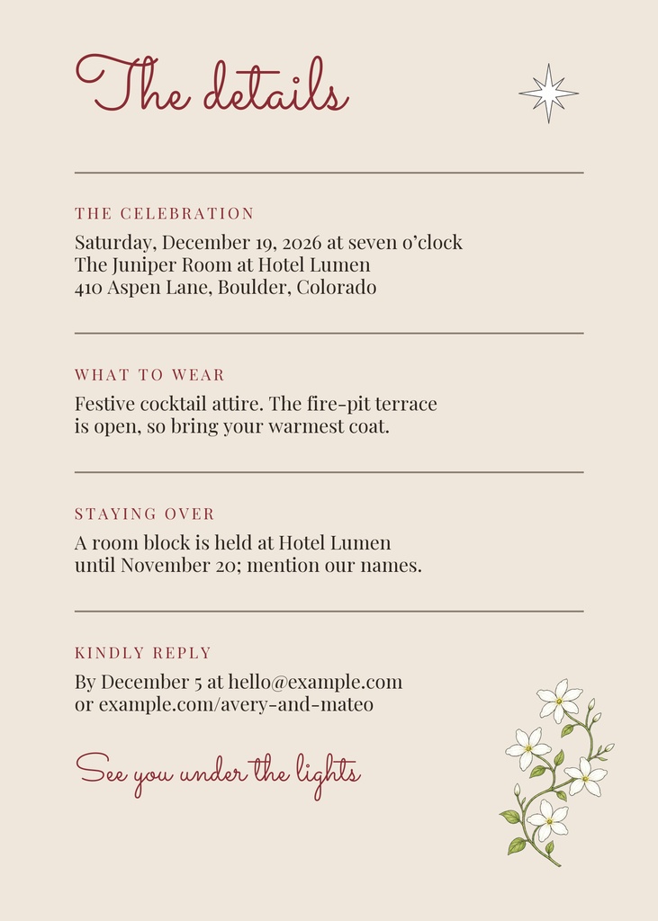 Preview for Engaged For The Holidays Details Card Template