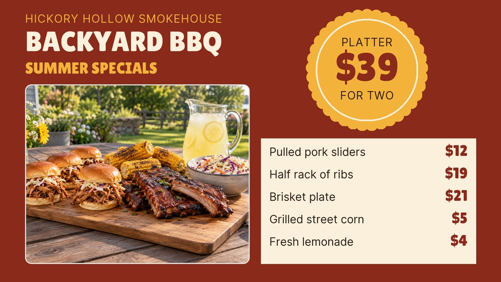 Preview for Backyard Bbq Specials Digital Menu Board Template