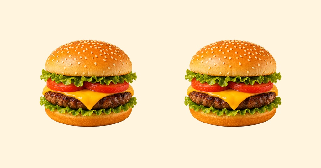 Two illustrated cheeseburgers on a light background.