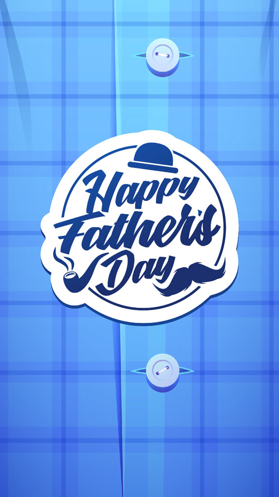 Happy Father's Day graphic with blue shirt background