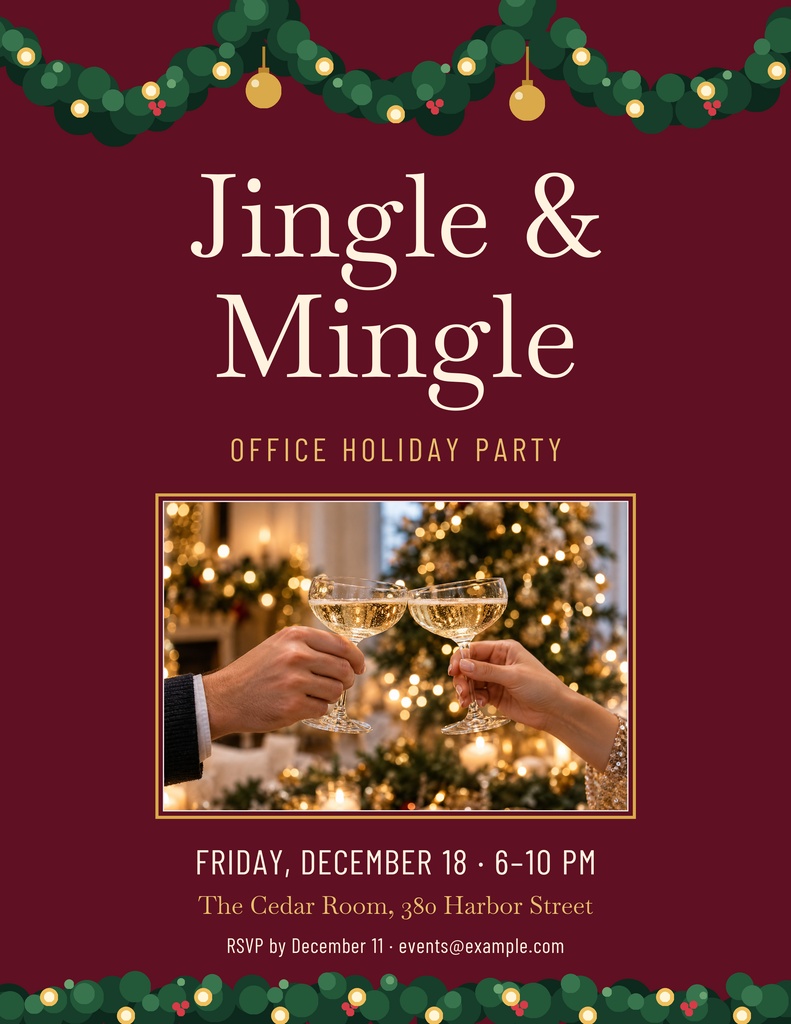 Preview for Jingle And Mingle Holiday Party Letter Flyer Template
