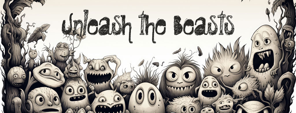 Illustration of various fantasy creatures and monsters