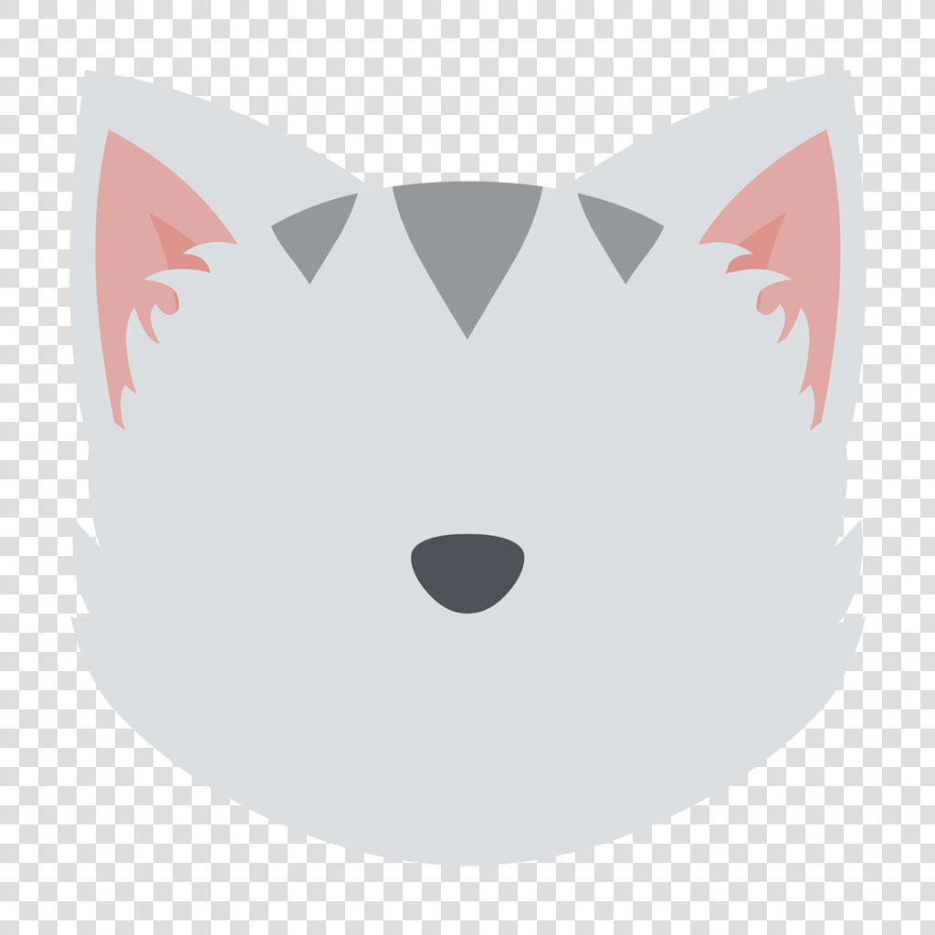 Gray wolf face with pink ears