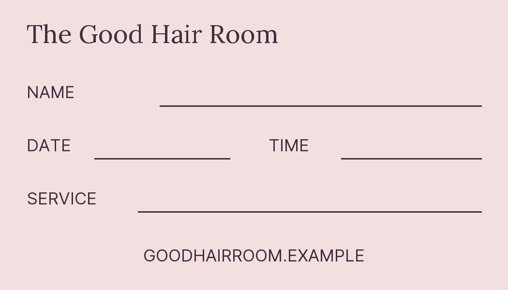 Preview for The Good Hair Room Appointment Card Template
