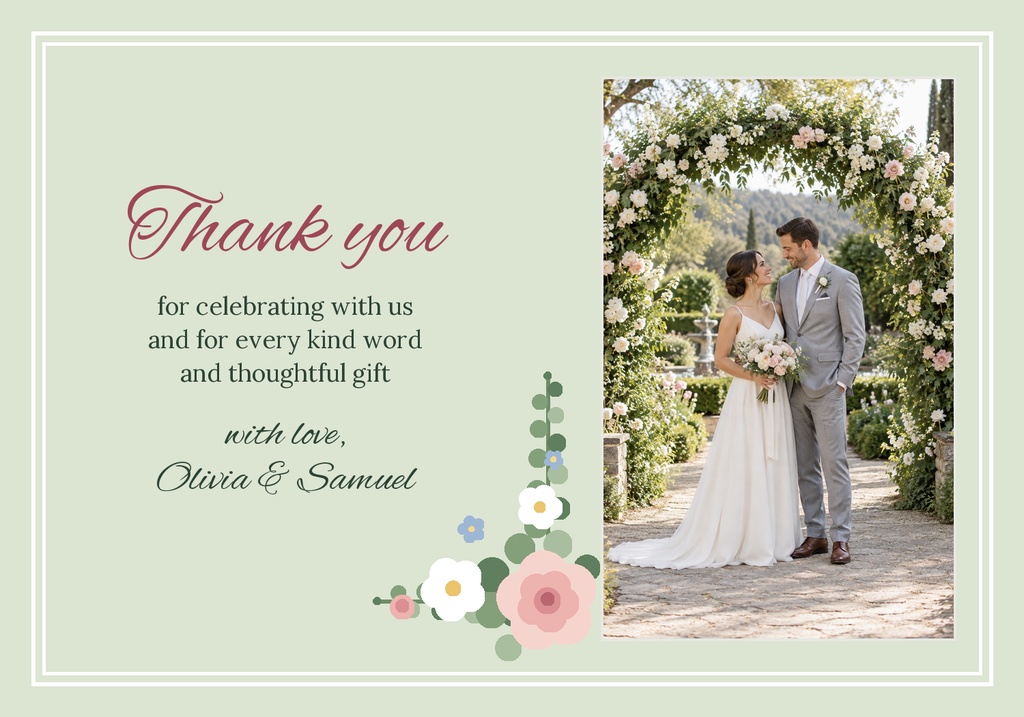 Preview for Garden Party Vows Thank-you Card Template