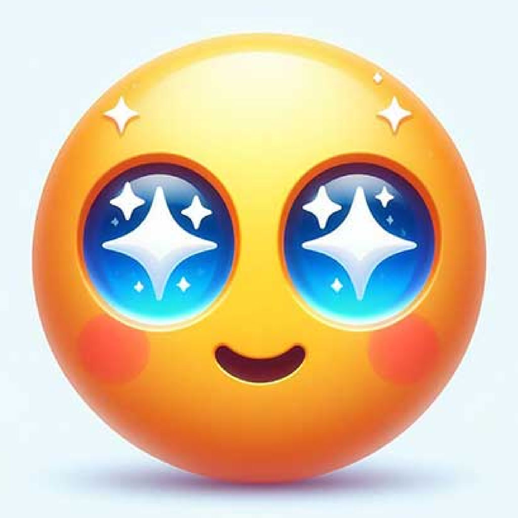 A yellow emoji with star-shaped eyes and a smile