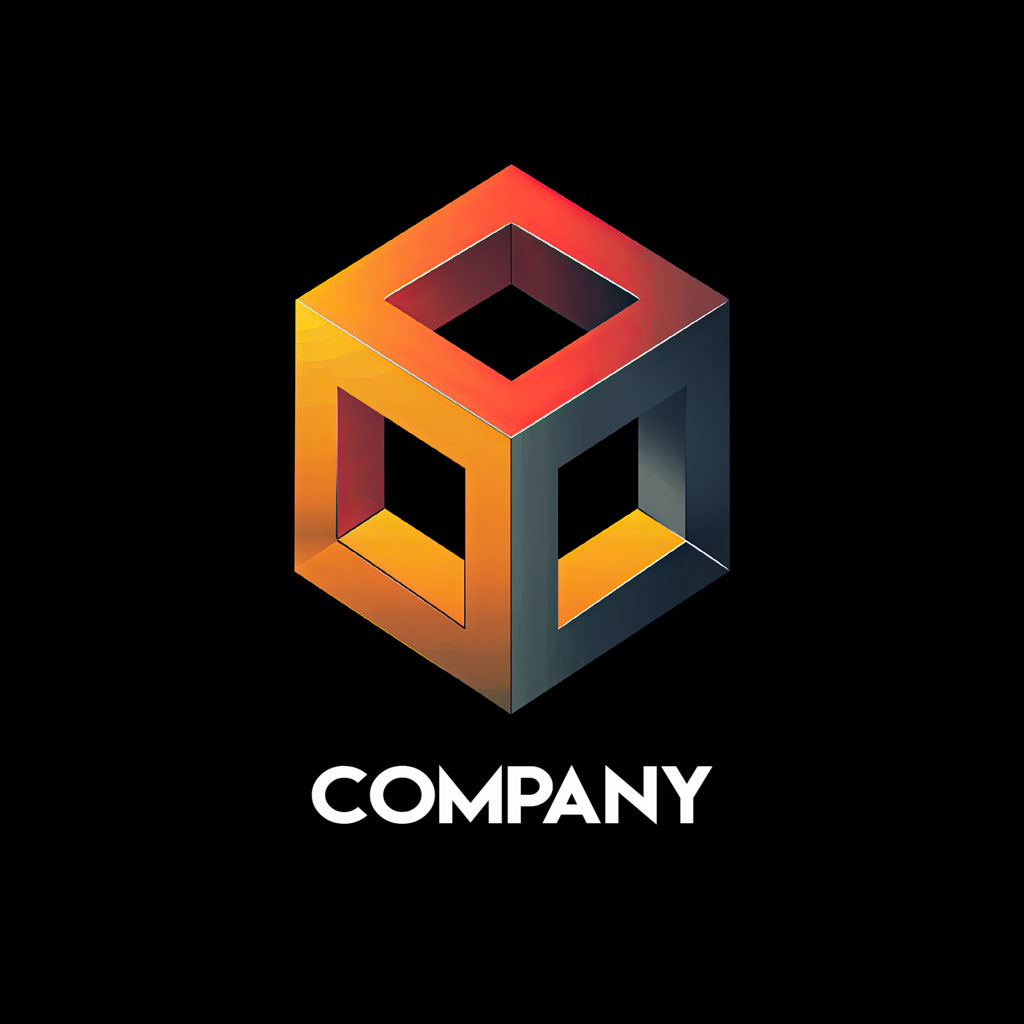3D cube logo with gradient colors