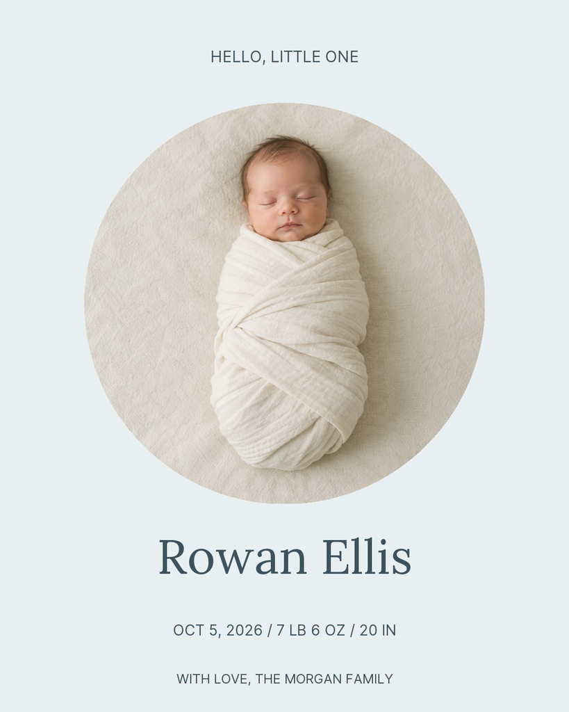 Preview for Hello, Baby Rowan Portrait Post Template