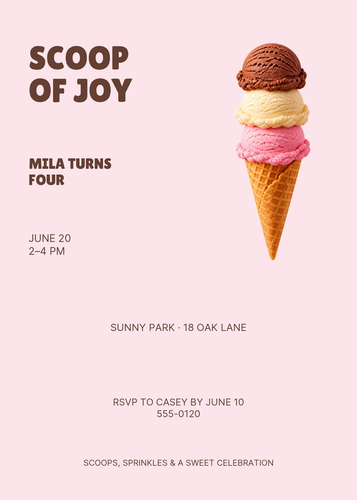 Preview for Scoop Of Joy 5 × 7 Invitation Template