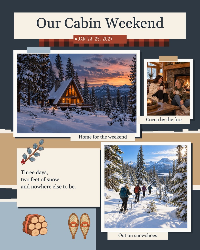Preview for Our Cabin Weekend Memory Page Template