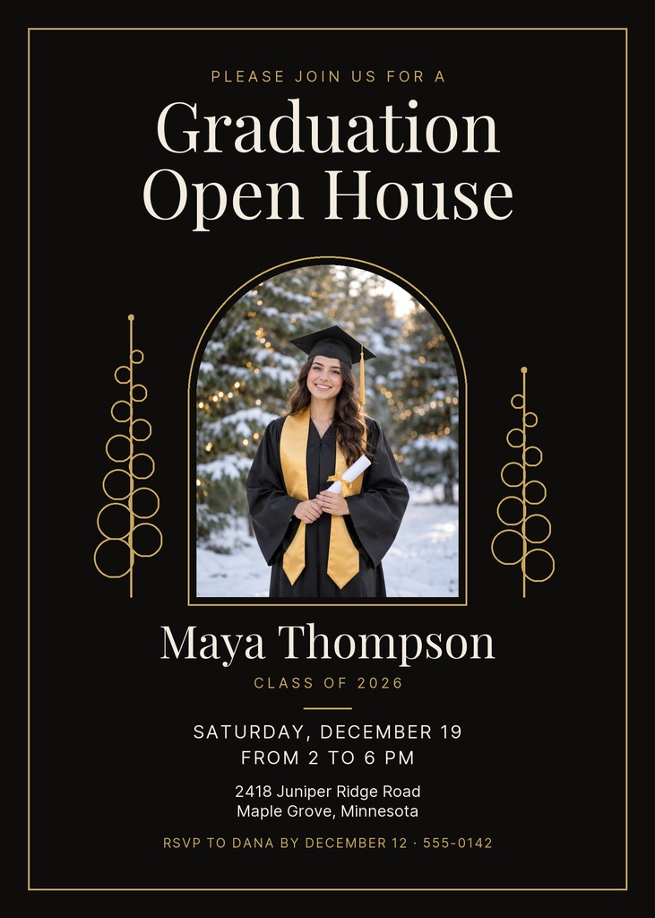 Preview for A Golden Graduation 5 × 7 Invitation Template