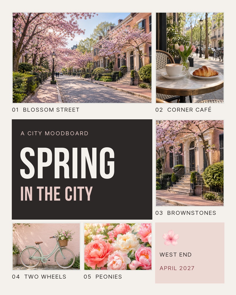 Preview for Spring In The City Portrait Collage Template