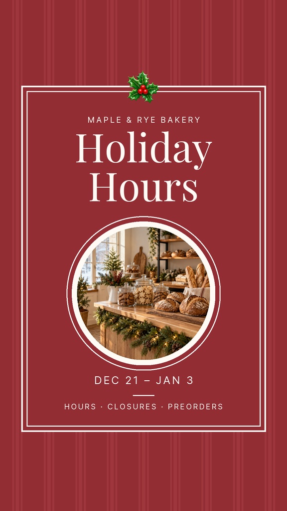 Preview for Our Holiday Hours Static Reel Cover Template