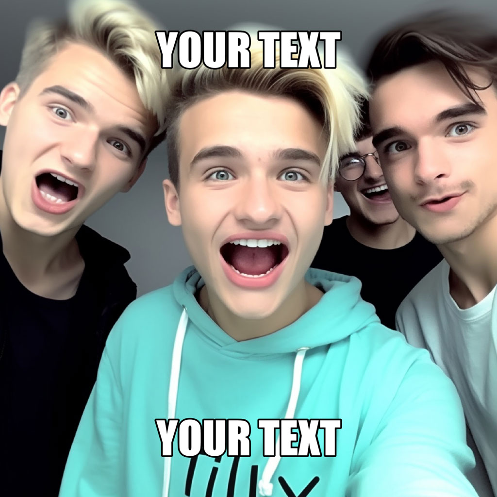 Four young men making funny faces