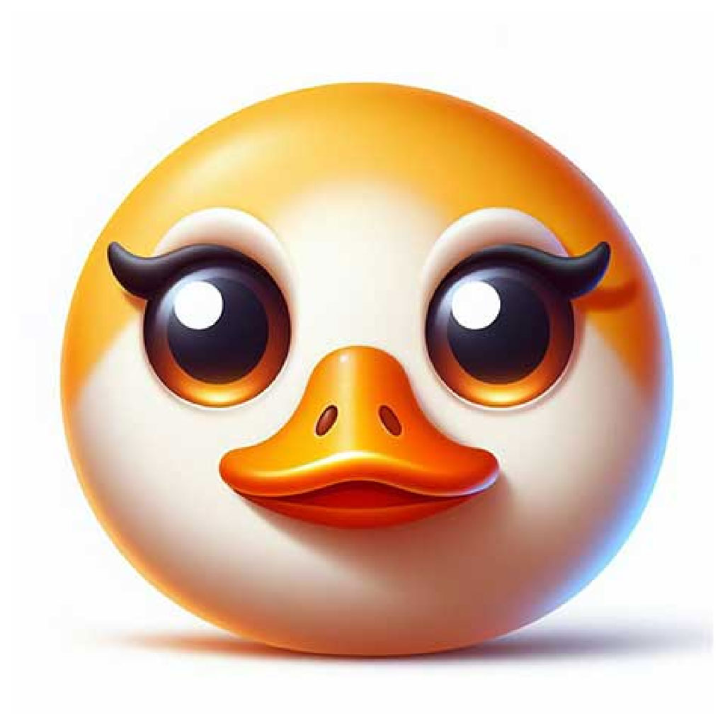 3D white duck character with orange beak and feet