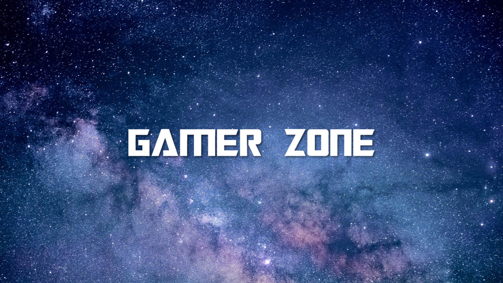 Gamer Zone logo against a starry galaxy background