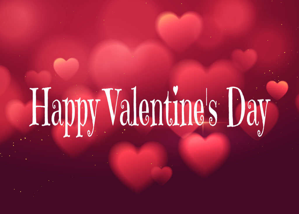 Happy Valentine's Day greeting with red hearts