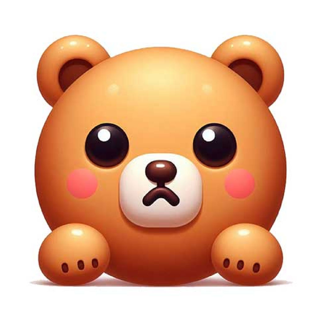 3D brown bear emoji with pink cheeks and smiling face