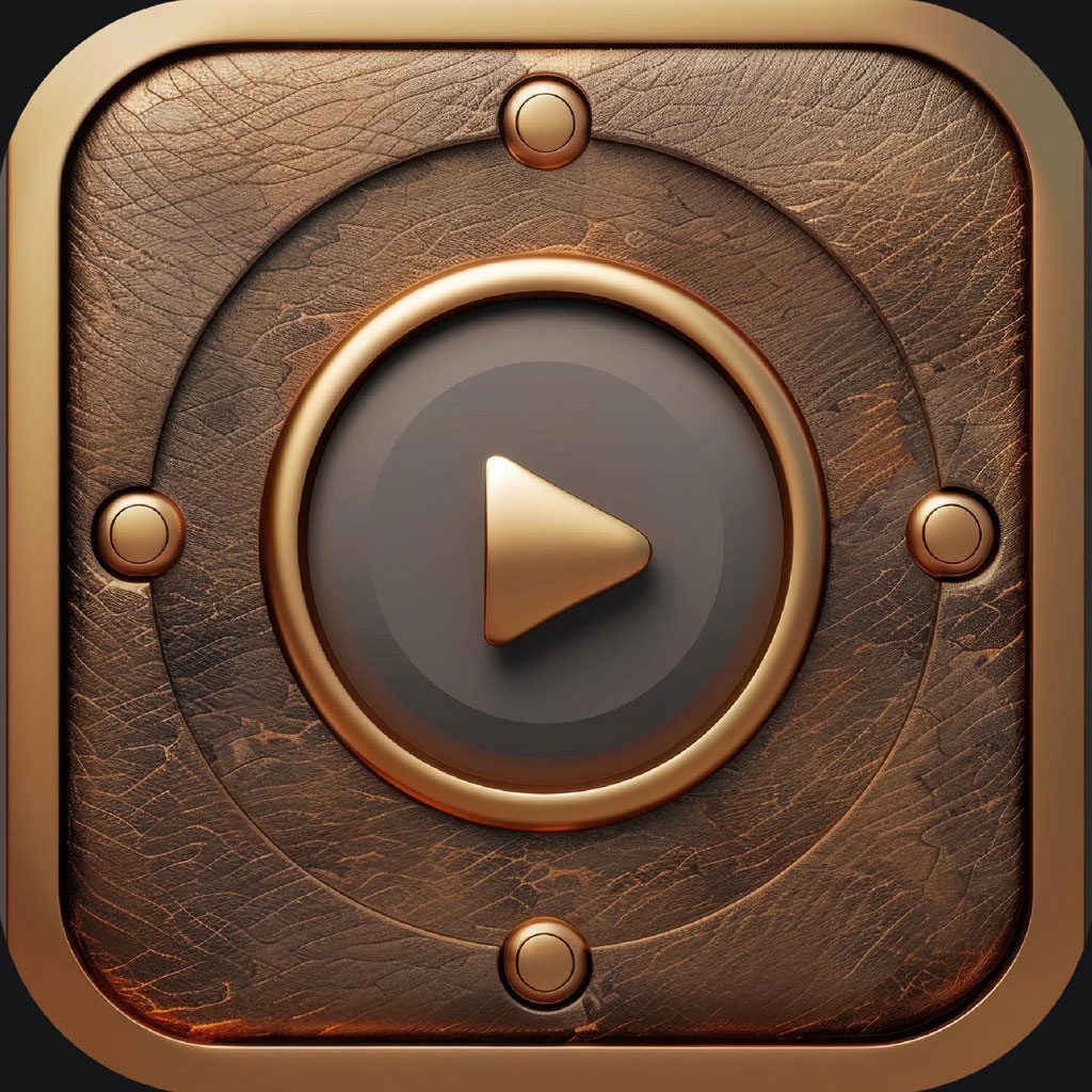 Bronze play button icon